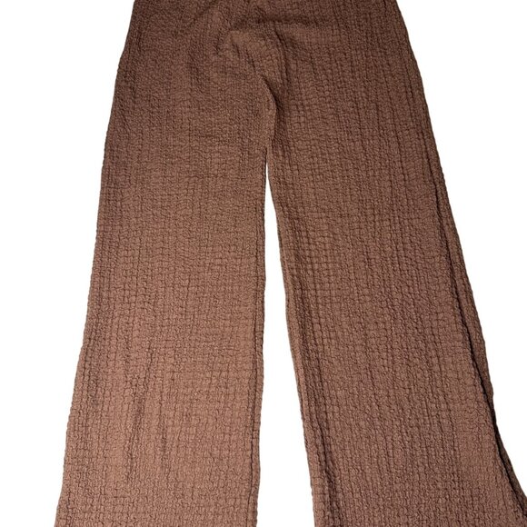 See You Monday Brown Textured Wide-Leg Pants XS - Picture 1 of 7